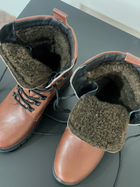 Зимние Берцы Ястреб из натуральной кожи с меховой подкладкой / Высокие утепленные ботинки коричневые размер 39 - изображение 4