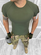 Чоловіча футболка приталеного крою з липучками під шеврони хакі розмір M - зображення 2