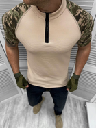 Износостойкая Крепкая Мужская футболка с молнией Coolmax / Поло койот пиксель размер L - изображение 2