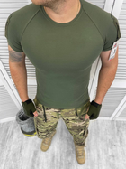 Мужская футболка приталенного кроя с липучками под шевроны хаки размер 2XL - изображение 2