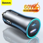 Автомобильное зарядное устройство Baseus 60W (1 Type-C 30w + USB 30w) Metall