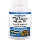 Олія дикого лосося аляски, Wild Alaskan Salmon Oil, Natural Factors, 1000 мг, 90 капсул (NFS-02256)