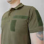 Качественная футболка Олива/Хаки котон, футболка поло с липучками, армейская рубашка под шевроны (размер М) - изображение 5
