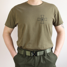 Мужская футболка хаки ВСУ (L), футболка с надписью "Збройні Сили України", армейская футболка с Гербом ЗСУ - изображение 2