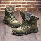 Мужские крепкие Ботинки с мембраной / Нубуковые Берцы на резиновой протекторной подошве хаки размер 44 - изображение 4