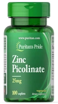 Цинк picolinate, Zinc Picolinate, Puritan's Pride, 25 мг, 100 капсул (PTP-14261)