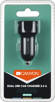 Автомобільний зарядний пристрій Canyon 2USB 2.4A Black-Orange (CNE-CCA04B) - зображення 4
