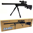 Детская Снайперская пневматическая винтовка CYMA ZM51 с пульками и прицелом Черный