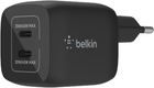 Зарядний пристрій Belkin 60W PD PPS Dual USB-C GaN, чорний (WCH013VFBK) - зображення 1