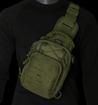 Сумка-рюкзак тактична однолямкова ZE014, олива - зображення 3
