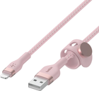Kabel Belkin USB-A do LTG w oplocie silikonowym 3 m różowy (CAA010BT3MPK) - obraz 1