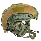 Балістичний шолом-каска Fast кольору олива в кавері мультикам стандарту NATO (NIJ 3A) M/L + навушники М32 (з мікрофоном) і кріпленням "Чебурашка" - зображення 2