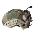 Баллистическая шлем-каска Fast цвета койот в кавере стандарта NATO (NIJ 3A) M/L + наушники М32 (с микрофоном) и креплением "Чебурашка" - изображение 2