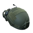 Балістичний шолом-каска Fast кольору олива стандарту NATO (NIJ 3A) M/L + навушники М32 (з мікрофоном) і кріпленням "Чебурашка" - зображення 4