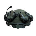 Балістичний шолом-каска Fast кольору олива стандарту NATO (NIJ 3A) M/L + навушники М32 (з мікрофоном) і кріпленням "Чебурашка" - зображення 7