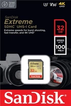 Карта памяти SanDisk sd 32gb c10 uhs-i u3 R100/W60MB/s Extreme v30 sdsdxvt-032g-gncin