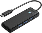 Hub USB-C Orico 3 x USB-A 5 Gb/s Czarny (PAPW3AT-C3-015-BK-EP) - obraz 1