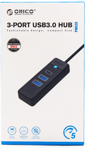 Hub USB-C Orico 2 x USB 3.0 + USB-C Czarny (PWC2U-C3-015-BK-EP) - obraz 4