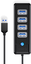 Hub USB Orico 4 x USB 3.1 Czarny (PW4U-U3-015-BK-EP) - obraz 2