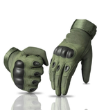Перчатки тактические полнопалые Eagle для военных из микрофибры Green М - изображение 5