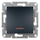 Выключатель проходной одноклавишный с подсветкой Asfora самозажимной ABS черный [EPH1500171] Шнейдер Электрик