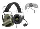 Навушники електронні активні тактичні для захисту слуху для спецслужб KOMBAT M32 оливковий (OR.M_3800) - зображення 1