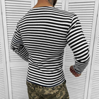 Чоловіча утеплена Тільняшка в полоску / Трикотажна Кофта на байці чорно-біла розмір 3XL - зображення 3