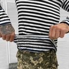 Чоловіча утеплена Тільняшка в полоску / Трикотажна Кофта на байці чорно-біла розмір 3XL - зображення 4