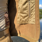 Мужская водонепроницаемая куртка Softshell с капюшоном и липучками под шевроны койот размер S - изображение 6