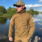 Мужская водонепроницаемая куртка Softshell с капюшоном и липучками под шевроны койот размер 3XL - изображение 1