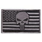 Набір шевронів 2 шт з липучкою Прапор США з черепом сірий 5х8 см - зображення 9