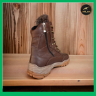 Тактические зимние кожаные берцы с мехом коричневые до -25, тактическая обувь 38 - изображение 2