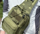 Тактичний однолямковий рюкзак міський Tactic сумка барсетка слінг із системою molle на 6 л Олива (095-olive) - зображення 4