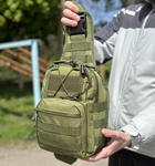 Тактический однолямочный рюкзак городской Tactic сумка барсетка слинг с системой molle на 6 л Олива (095-olive) - изображение 5