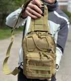 Тактический однолямочный рюкзак городской Tactic сумка барсетка слинг с системой molle на 6 л Койот (095-coyote) - изображение 6