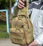 Тактический однолямочный рюкзак городской Tactic сумка барсетка слинг с системой molle на 6 л Койот (095-coyote) - изображение 8