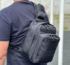 Тактичний однолямковий міський рюкзак SILVER барсетка сумка слінг із системою molle на 9 л Black (silver-003-black) - зображення 9