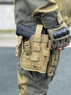 Набедренная тактическая кабура для пистолета Tactic универсальная кобура на пояс с карманом под магазин Койот (holster-1019-coyote) - изображение 3