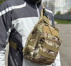 Тактический однолямочный рюкзак городской Tactic сумка барсетка слинг с системой molle на 6 л Мультикам (095-multic) - изображение 3