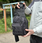 Тактический однолямочный рюкзак городской Tactic сумка барсетка слинг с системой molle на 6 л Black (095-black) - изображение 5