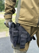 Настегнана тактична кобура для пістолета Tactic універсальна кобура на пояс з кишенею під магазин Чорний (holster-1019-black) - зображення 3
