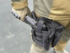 Настегнана тактична кобура для пістолета Tactic універсальна кобура на пояс з кишенею під магазин Чорний (holster-1019-black) - зображення 5