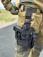Настегнана тактична кобура для пістолета Tactic універсальна кобура на пояс з кишенею під магазин Чорний (holster-1019-black) - зображення 6