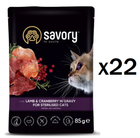 Влажный корм Savory для стерилизованных кошек Ягнёнок с клюквой в соусе