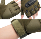 Тактические перчатки с открытыми пальцами с защитой костяшек L Зеленые - изображение 3