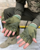 Тактические перчатки с открытыми пальцами с защитой костяшек L Зеленые - изображение 5