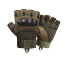 Тактические перчатки с открытыми пальцами с защитой костяшек L Зеленые - изображение 8