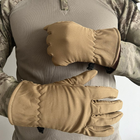 Водонепроницаемые зимние Перчатки SoftShell на флисе с Усиленными ладонями койот размер универсальный - изображение 4