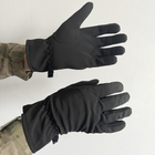 Водонепроницаемые зимние Перчатки SoftShell на флисе с Усиленными ладонями черные размер универсальный - изображение 3