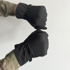 Водонепроницаемые зимние Перчатки SoftShell на флисе с Усиленными ладонями черные размер универсальный - изображение 4